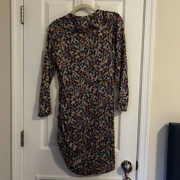 Veronica Beard Dress Minna V-Neck Floral Stretch Silk Mini Black Multicolor 4 - Picture 10 of 10